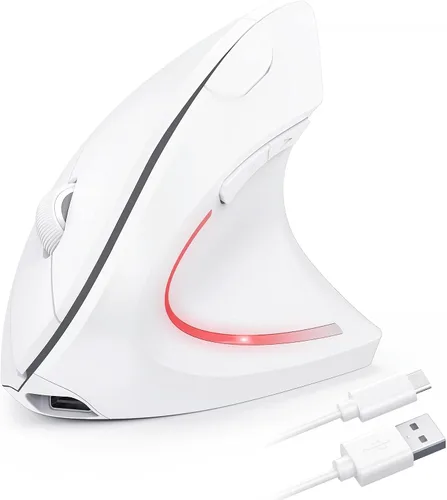 Vista 11 de TECKNET Ratón Ergonómico, Ratón Vertical Inalámbrico Recargable para Túnel Carpiano Mano Derecha, 4800 DPI 5 Niveles Ajustables 2.4GHz con Receptor