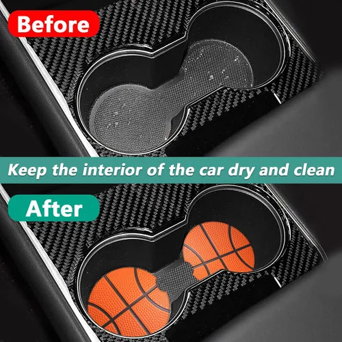 Vista 4 de 2 unidades de posavasos para portavasos de coche - Posavasos de cerámica absorbente con diseño de pelota de baloncesto deportivo, posavasos de coche