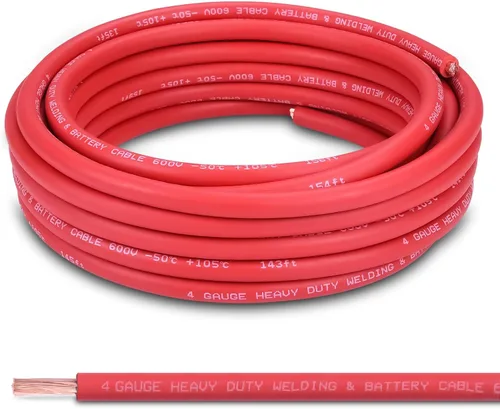 Vista 18 de Cable de batería calibre 1/0, 10 pies rojo + 10 pies negro, 1/0 AWG, alambre de cobre puro, cable de soldadura, para automotriz, batería, solar