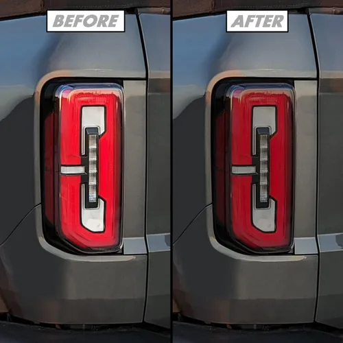 Vista 7 de SlickMod Tinte de humo de vinilo precortado para luz trasera Ford Bronco 2021-2023 (20% humo oscuro, 1. luz trasera)