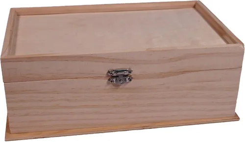 Vista 4 de Creative Hobbies Joyero de madera sin terminar con espejo y compartimentos extraíbles, organizador de joyas de madera listo para pintar, teñir