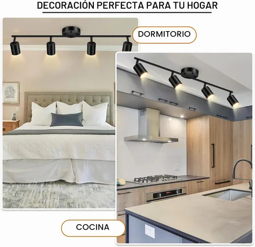 Vista 5 de Accesorios de iluminación de pista de techo negro, accesorio de iluminación de cocina, kit de luz de pista de 4 luces de 30", luces de techo LED