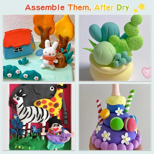 Vista 7 de GAGAtoad - Kit de plastilina de secado al aire, 36 colores, ultra ligera, con tablero de presión, herramientas de modelado de plástico, con libro
