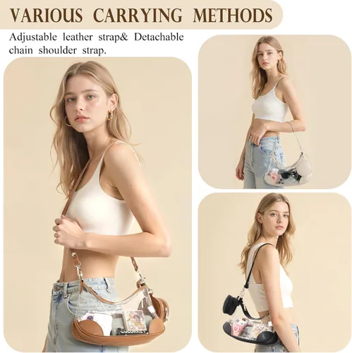 Vista 2 de Clear Bag for Stadium Events, Clear Purse for Women Concert Crossbody, PVC Shouler Bags with Coin Purse