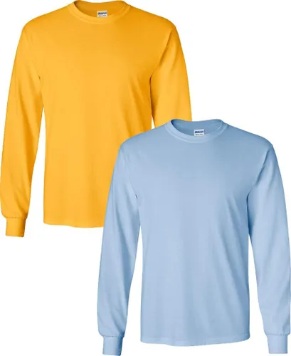 Vista 90 de Gildan Camiseta de manga larga de algodón ultra para adulto, estilo G2400, paquete múltiple Militar + ceniza.