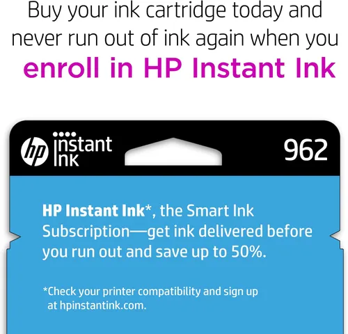 Vista 3 de HP Cartucho de tinta cian 962 Funciona con OfficeJet 9010, Pro 9010, 9020 Elegible para tinta instantánea 3HZ96AN
