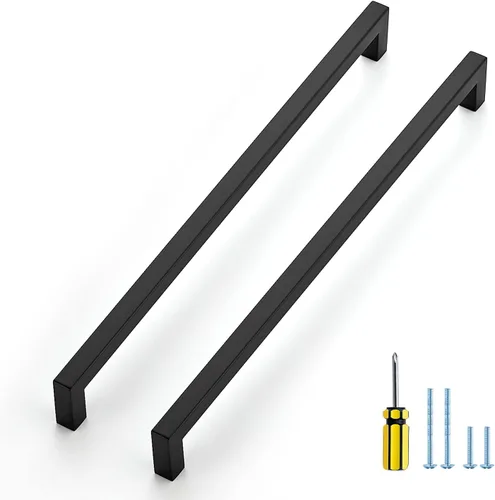 Vista 13 de Ravinte Paquete de 5 tiradores cuadrados de gabinete de 2-1/2 pulgadas, manijas negras para gabinetes de cocina, accesorios de cocina negros mate