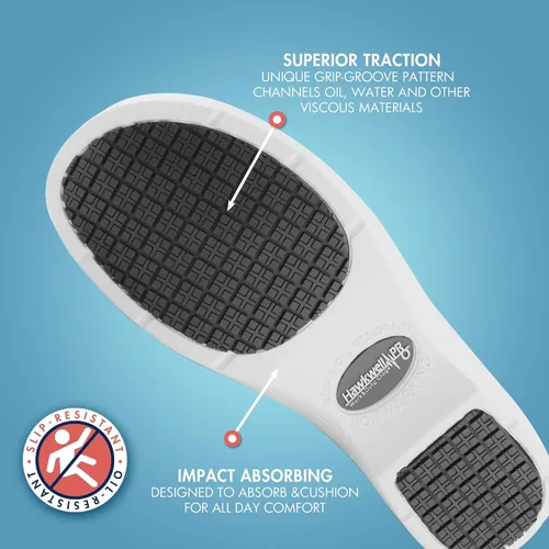 Vista 5 de Hawkwell Zuecos de cuero profesional para enfermeras, ligeros, antideslizantes y con soporte de arco para mujer, zapatos de enfermería
