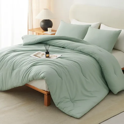 Vista 49 de CozyLux - Juego de edredón beige tamaño individual/individual XL, 2 piezas de juego de cama extra largo sólido transpirable acolchado, juego de cama