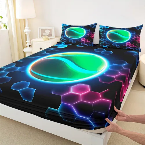 Vista 21 de Erosebridal Graffiti Rugby Ball Sheets for Boys Girls Colorful Rugby Helmet Fitted Sheet,Sports Kids Bedding Sets Football Game Bed Sets Twin 2 Piece