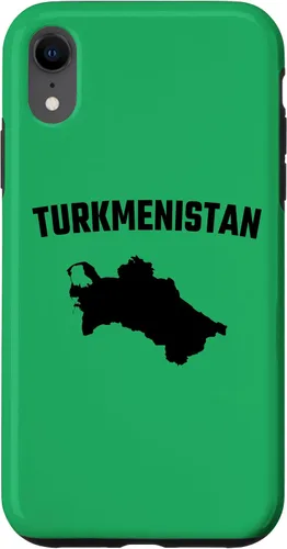 Vista 8 de iPhone 15 Isolated black silhouette of a map of Turkmenistan Case