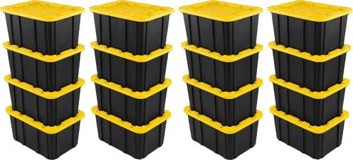 Vista 13 de Sterilite Paquete de 6 contenedores industriales, contenedores de almacenamiento de plástico con tapas, 17 galones, contenedores organizadores