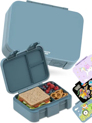Vista 18 de BEARFOOT Lonchera infantil con compartimentos – Compacta y ligera A prueba de fugas, sin BPA, apta para lavavajillas Diseño dibujado a mano