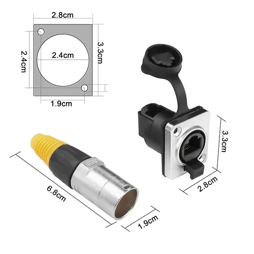 Vista 4 de YACSEJAO Interfaz RJ45, conector de enchufes impermeables, ángulo recto, RJ45, montaje en panel, IP65, impermeable, Cat5/5e/6, 8P8C, Ethernet LAN