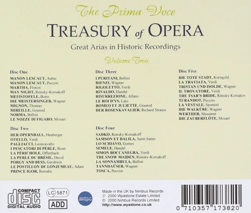 Vista 2 de Prima Voce Treasury of Opera 2 Various