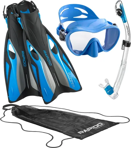 Vista 10 de Phantom Aquatics Juego de esnórquel sin marco con máscara de snorkel Lila