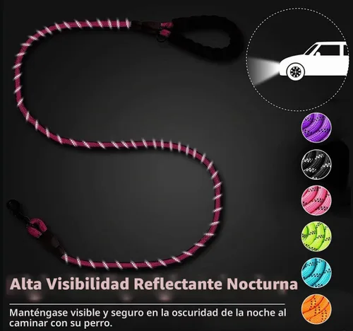 Vista 5 de COOYOO - Conjunto de 2 correas para perro de 5 pies, de alta resistencia, cómodo mango acolchado, correa reflectante para perros medianos y grandes
