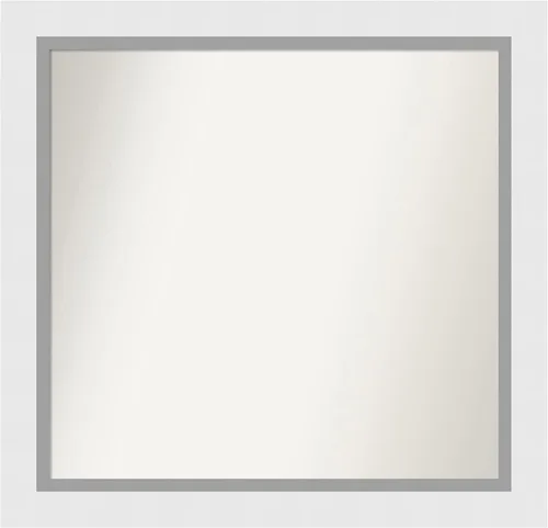 Vista 153 de Amanti Art Espejo de baño blanco para sobre el fregadero, 24 x 26 pulgadas, espejo rectangular blanco y blanco, marco de madera contemporáneo