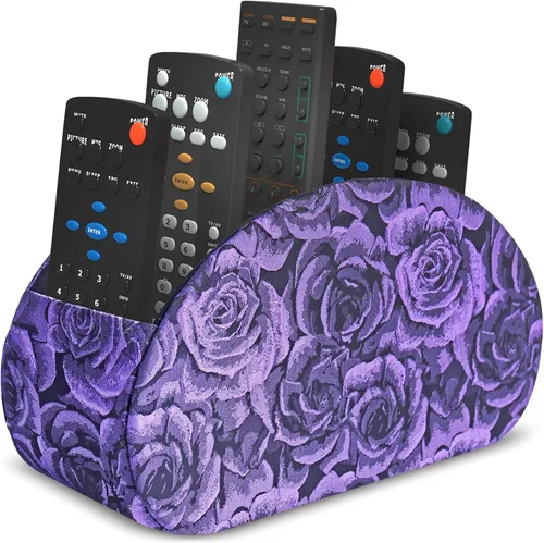 Vista 28 de QIELIZI Soporte para control remoto, organizador de escritorio de piel sintética con 5 compartimentos espaciosos para controles remotos de TV