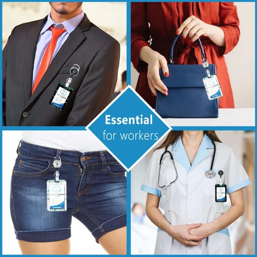 Vista 7 de Paquete de 2 portatarjetas con carrete retráctil, con monograma de letra O, protector de tarjeta vertical resistente para obstetras, obstetras