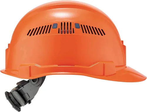 Vista 9 de Casco duro ventilado estilo gorra, con suspensión de trinquete, Clase C, Ergodyne Skullerz 8972, naranja