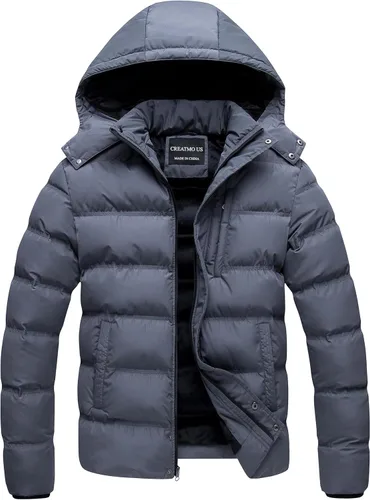 Vista 9 de CREATMO US Chaqueta acolchada para hombre, impermeable, para invierno, abrigo de esquí grueso y cálido
