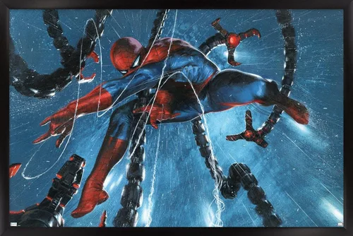 Vista 8 de Trends International Marvel Comics-Spider-Man, Doctor Octopus-Rain Cover Póster de pared, 14.725 x 22.375 pulgadas, versión enmarcada de madera