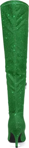 Vista 3 de Allegra K Botas altas con punta puntiaguda y purpurina para mujer
