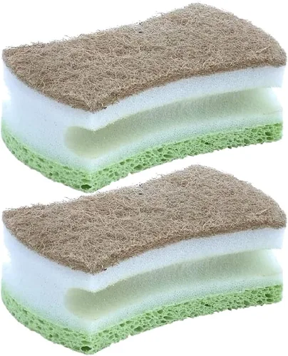 Vista 11 de Esponja exfoliante antiarañazos con un agarre cómodo, esponja de cocina resistente de doble cara, esponja de celulosa, sin arañazos, con juego