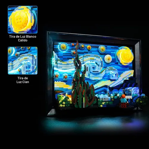 Vista 2 de Luces LED BrickBling compatibles con Lego Starry Night Kit de luces compatible con Lego Van Gogh compatible con Lego 21333-versión clásica