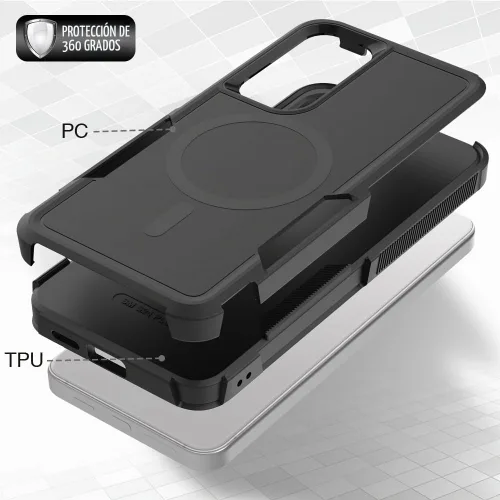 Vista 6 de Dionsibei Funda protectora diseñada para Samsung Galaxy S25 Plus, Galaxy S24 Plus, 2 en 1, grado militar, resistente, a prueba de golpes, para Negro