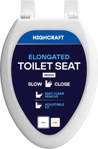 Vista 9 de HIGHCRAFT Asiento de inodoro alargado premium con diseño de cierre suave, bisagras ajustables y mecanismo de extracción rápida - Asiento de inodoro