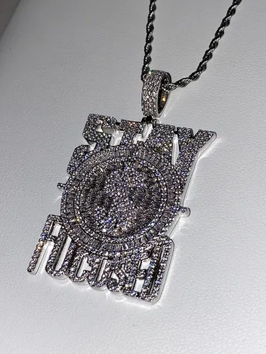 Vista 6 de Colgante personalizado para hombre y mujer, acabado en oro blanco de 14 quilates, colgante de oro blanco de Italia, colgante individual