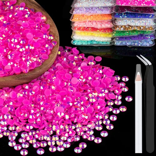 Vista 32 de 5000 piezas de 2mm de strass de resina a granel, strass de gel negros con parte posterior plana y redonda para embellecer sin termoadhesión, gemas