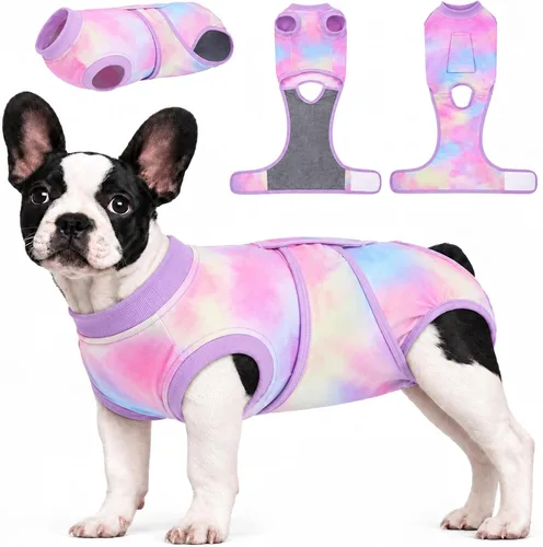 Vista 15 de Kuoser Traje de cirugía para perro, cómodo traje de recuperación para perras, mameluco protector posoperatorio, alternativa suave al cuello E