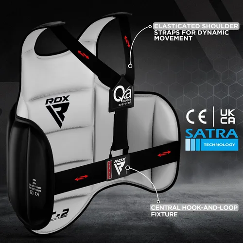 Vista 2 de RDX - Protector corporal reversible para boxeo, protector de pecho para kickboxing, MMA, Muay Thai, para entrenamiento de combate y golpes pesados