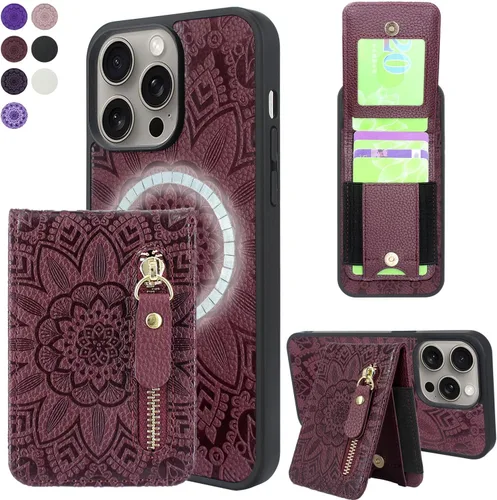 Vista 9 de Harryshell Funda magnética para iPhone 13 Pro Max compatible con carga inalámbrica MagSafe y MagSafe con bolsillo con cremallera para montaje