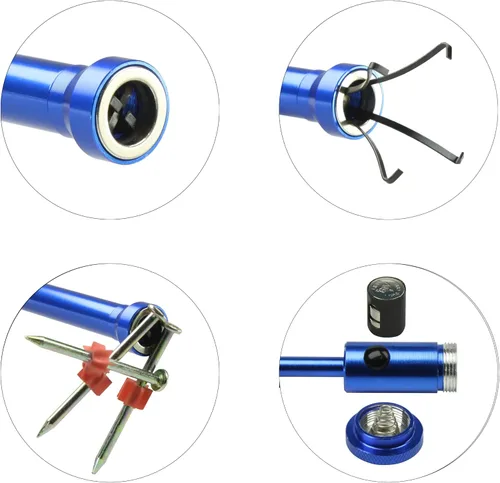 Vista 6 de Selector flexible tipo garra con luz LED, espejo de inspección telescópico con luz LED, recogedor telescópico con luz LED, alicates de uñas