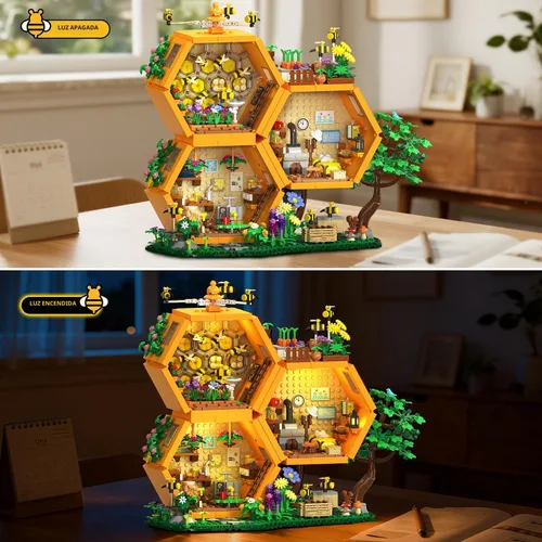 Vista 7 de INSOON Bee House - Juego de construcción con luces para adultos, kit
