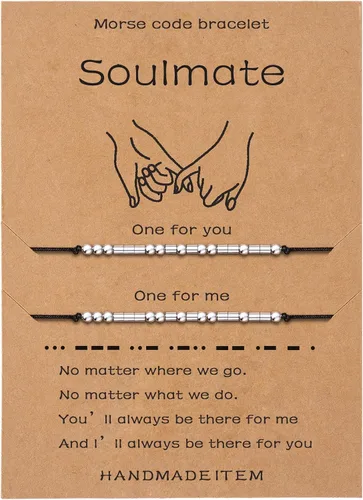 Vista 12 de SANNYRA Pulsera con código morse para mujer, pulseras a juego para 2 parejas, My Person Bestie Sister I Love You, mensaje secreto, amistad, pulsera