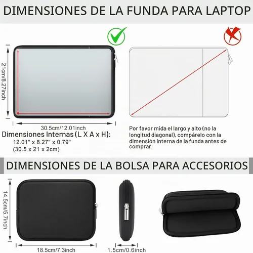 Vista 4 de RAINYEAR - Funda para laptop de 11 a 11.6 pulgadas con bolsillo y bolsa de Negro