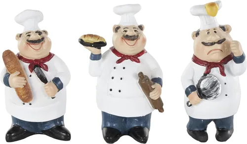 Vista 9 de Deco 79 Polystone - Escultura decorativa de chef, estatuas decorativas de cocina con letreros de bienvenida, juego de 2 figuras decorativas de 5