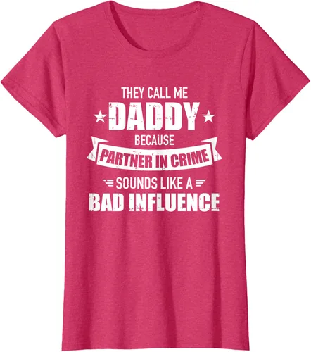 Vista 10 de Call me dad partner in crime bad influence camiseta divertida regalo papá, Negro, S