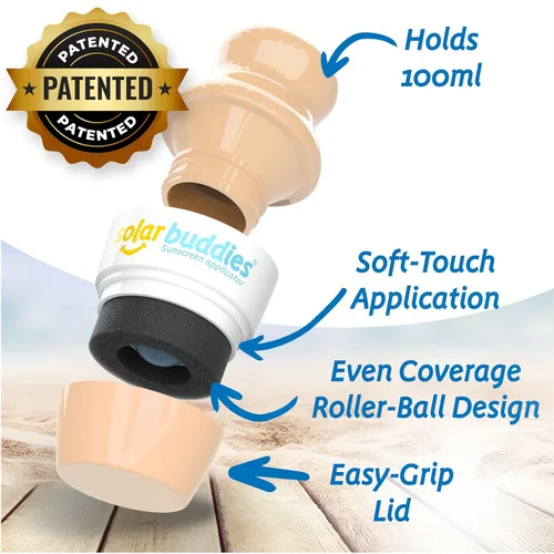 Vista 2 de Solar Buddies Aplicador de Protector Solar – Single Nude – Aplicador Recargable en Rollo con Esponja para Protector Solar, Crema Solar y Loción