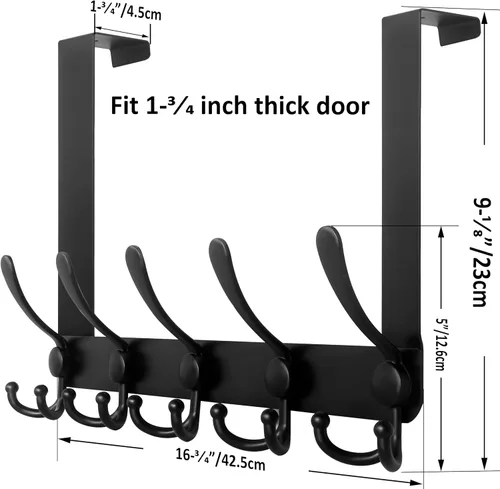Vista 5 de WEBI Ganchos para colgar sobre la puerta, perchero para colgar sobre la puerta, perchero de puerta para toallas, ropa, baño, negro