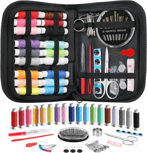 Vista 12 de Coquimbo - Kit de costura para adultos, niños, principiantes, viajeros, suministros de costura portátiles, contiene cinta métrica suave, tijeras