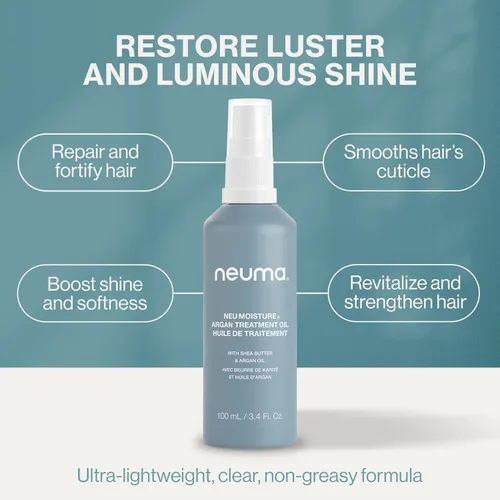 Vista 7 de Neuma Aceite de tratamiento de argán Neu Moisture para cabello, 3.4 onzas líquidas Fórmula ligera con manteca de karité y aceite de argán