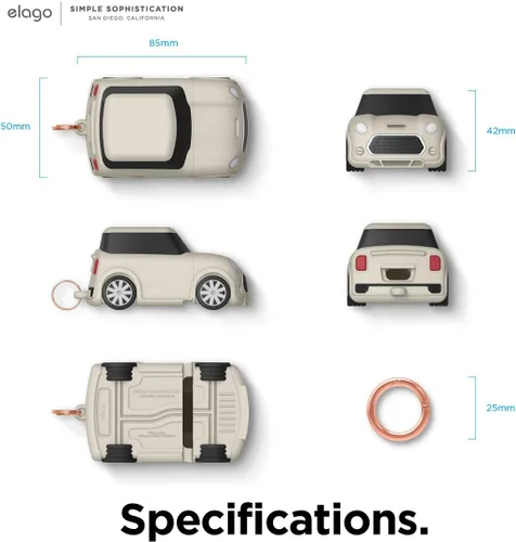 Vista 8 de elago - Funda para AirPods de coche con llavero compatible con Apple Airpods 2 y 1