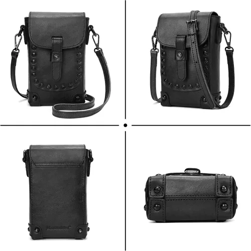 Vista 7 de Montana West Bolsos cruzados para mujer, tamaño mediano, de cuero auténtico, bolso de viaje, múltiples bolsillos con cremallera
