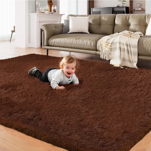 Vista 13 de AMTOVO - Alfombras peludas para sala de estar, alfombra grande de 5 x 7 pies, rosada, esponjosa, de liquidación, alfombra para dormitorio, alfombra